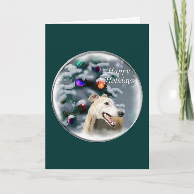 Greyhound Christmas Gifts Holiday Card (Front)