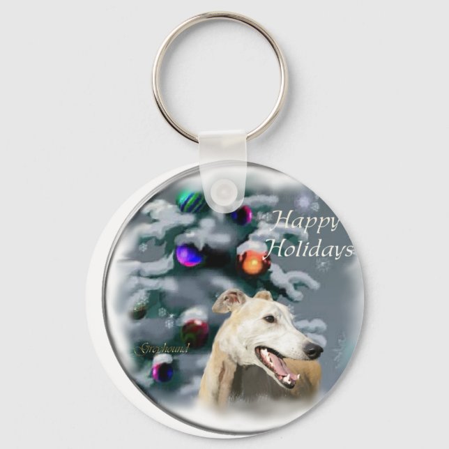 Greyhound Christmas Gifts Key Ring (Front)