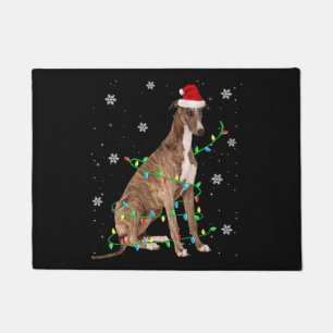 greyhound christmas light cute santa greyhound doormat