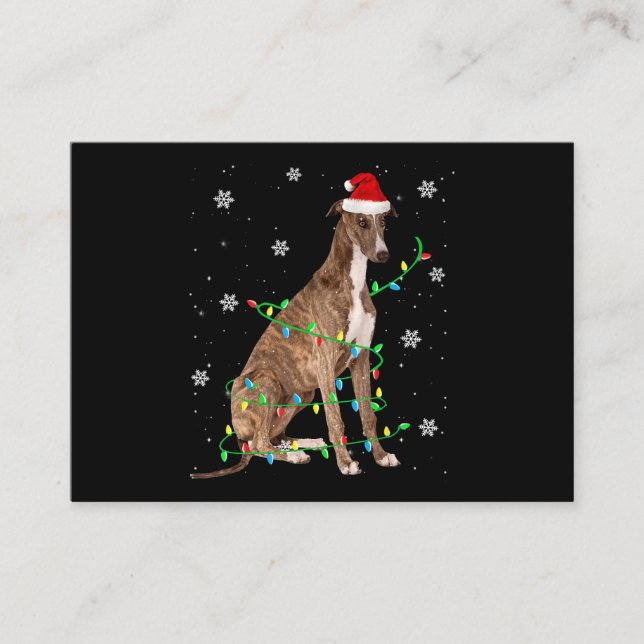 greyhound christmas light cute santa greyhound enclosure card (Front)