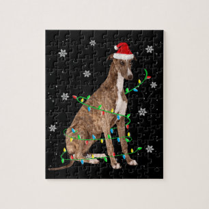greyhound christmas light cute santa greyhound jigsaw puzzle