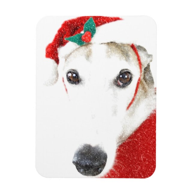 Greyhound Christmas Magnet   - For Charity (Vertical)