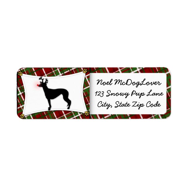Greyhound Christmas Return Address Label (Front)