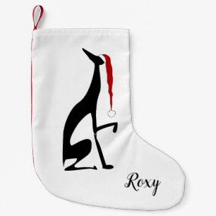 Greyhound Christmas Santa Silhouette Personalised Small Christmas Stocking