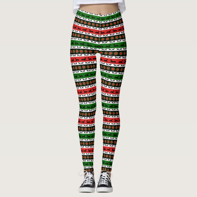 Greyhound Christmas Silhouettes  Leggings (Front)