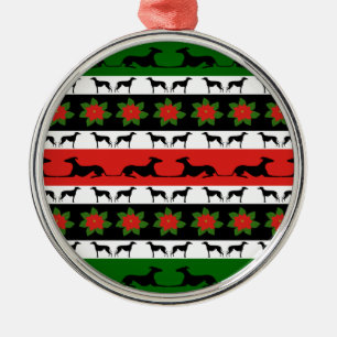 Greyhound Christmas Silhouettes  Metal Ornament