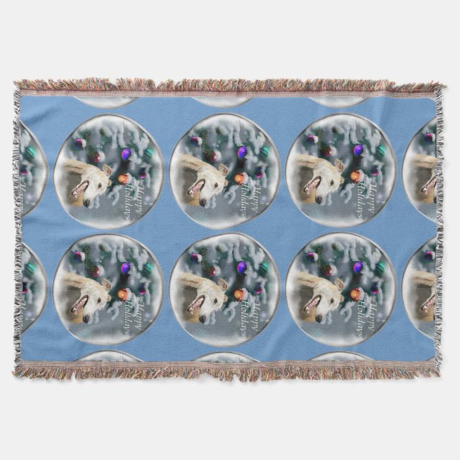 Greyhound Christmas Throw Blanket (Front)