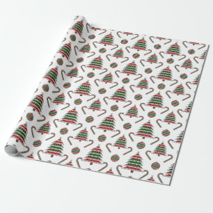 Greyhound Christmas Tree Candy Cane Bauble Wrapping Paper