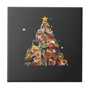 Greyhound Christmas Tree Lights Funny Dog Xmas Gif Ceramic Tile