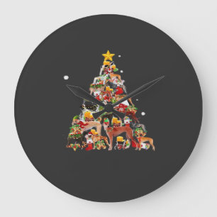 Greyhound Christmas Tree Lights Funny Dog Xmas Gif Large Clock