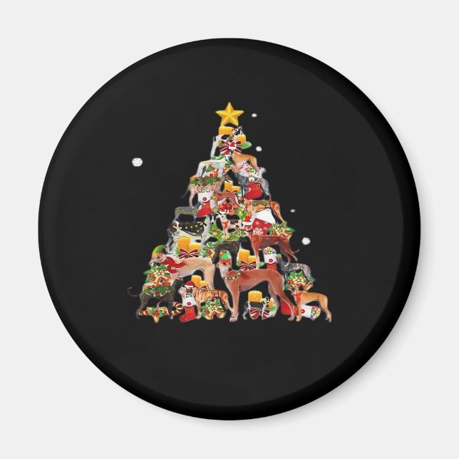Greyhound Christmas Tree Lights Funny Dog Xmas Gif Magnet (Front)