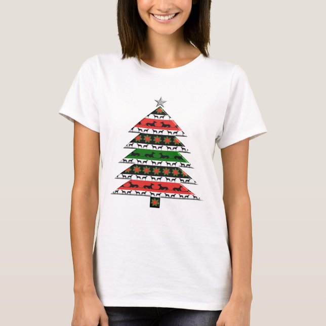 Greyhound Christmas Tree T-Shirt (Front)