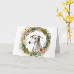 Greyhound Christmas Wreath Festive Pup  Card