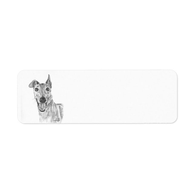 Greyhound Closeup Drawing Return Address Label (Front)