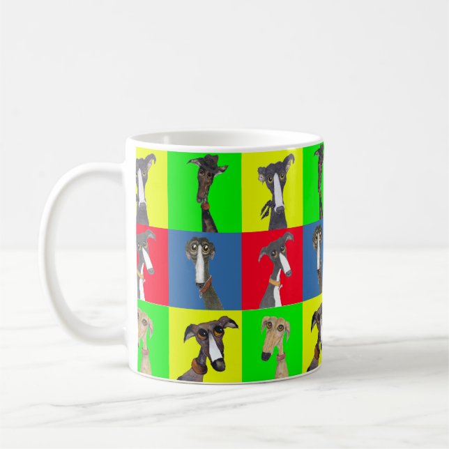 GREYHOUND COLLAGE COFFEE MUG (Left)