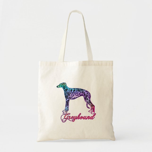 Greyhound Colourful Brindle Tote Bag (Front)