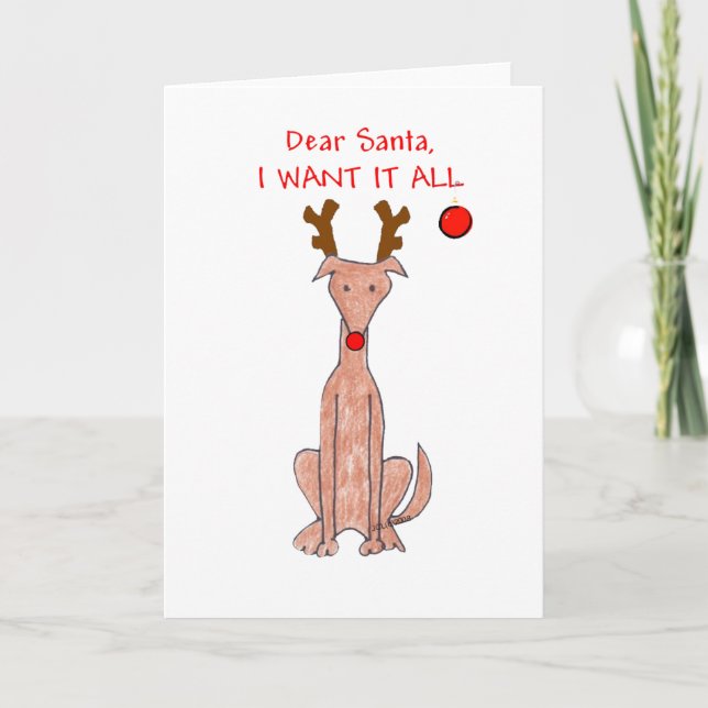 Greyhound Dear Santa Holiday Card (Front)