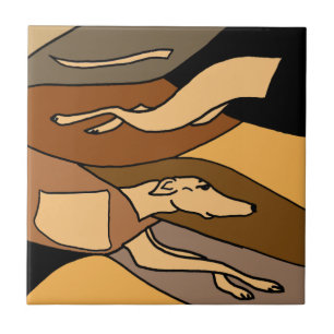 Greyhound Dog Abstract Art Design Ceramic Tile