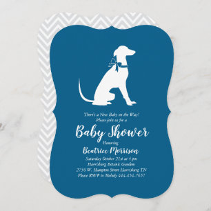 Greyhound Dog Baby Shower Boy Blue Invitation
