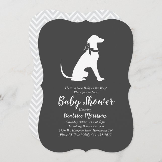 Greyhound Dog Baby Shower Gender Neutral Invitation (Front/Back)