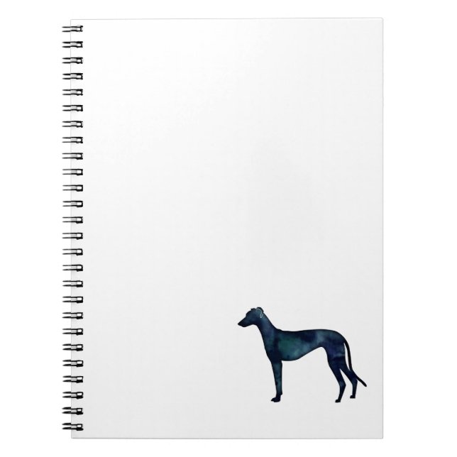 Greyhound Dog Black Watercolor Silhouette Notebook (Front)