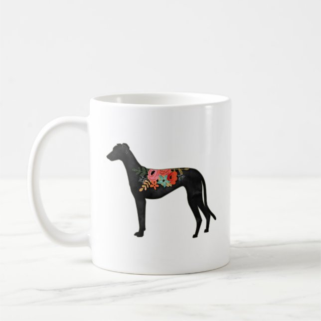 Greyhound Dog Breed Bohemian Floral Saddle Coffee Mug (Left)