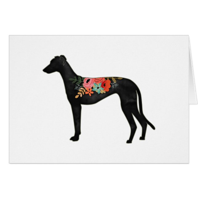 Greyhound Dog Breed Boho Floral Saddle Card (Front Horizontal)