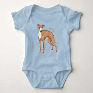 Greyhound dog cartoon illustration baby bodysuit