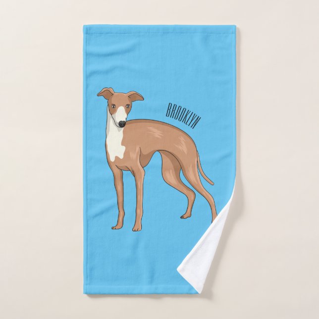 Greyhound dog cartoon illustration   bath towel set (Hand Towel)