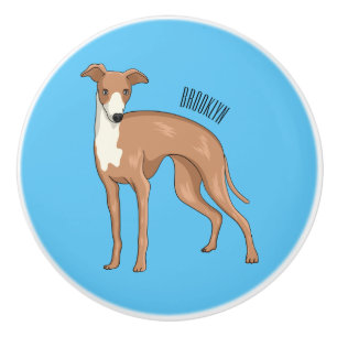 Greyhound dog cartoon illustration ceramic knob