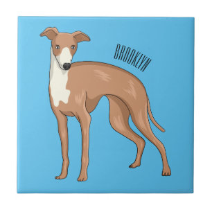 Greyhound dog cartoon illustration  ceramic tile
