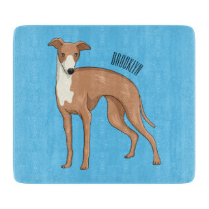 Greyhound dog cartoon illustration cutting board