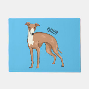 Greyhound dog cartoon illustration doormat