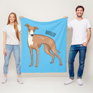 Greyhound dog cartoon illustration fleece blanket