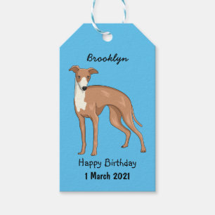 Greyhound dog cartoon illustration gift tags