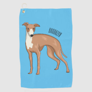 Greyhound dog cartoon illustration golf towel