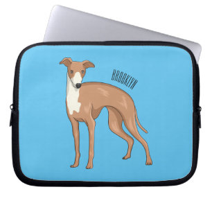 Greyhound dog cartoon illustration laptop sleeve