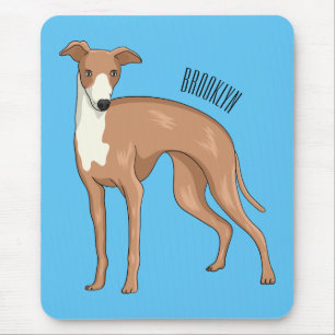 Greyhound dog cartoon illustration mouse pad