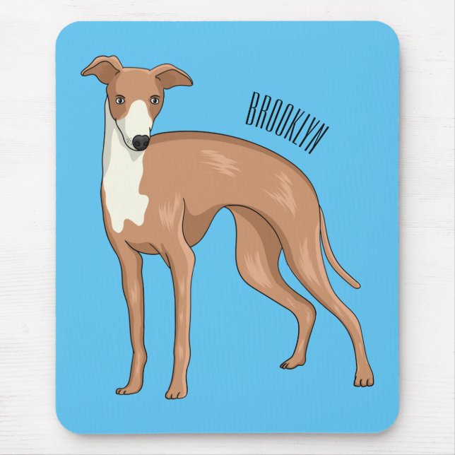 Greyhound dog cartoon illustration mouse pad (Front)