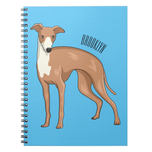 Greyhound dog cartoon illustration  notebook (Front)