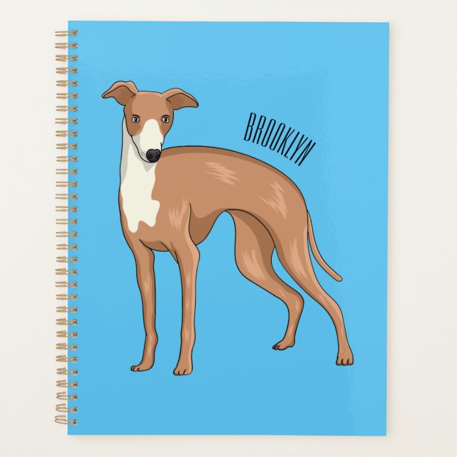 Greyhound dog cartoon illustration planner (Front)