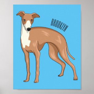 Greyhound dog cartoon illustration  poster