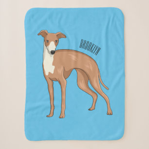 Greyhound dog cartoon illustration sherpa blanket