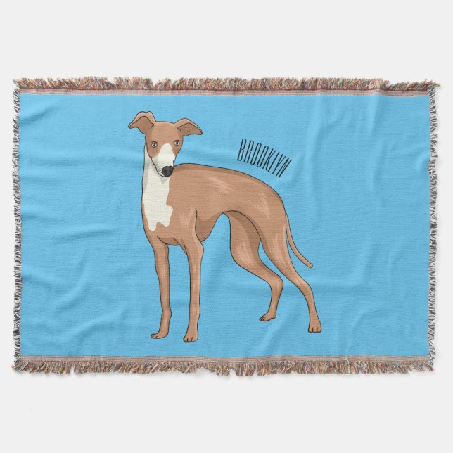 Greyhound dog cartoon illustration throw blanket (Front)