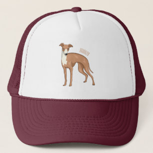 Greyhound dog cartoon illustration trucker hat