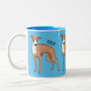 Greyhound dog cartoon illustration  Two-Tone coffee mug