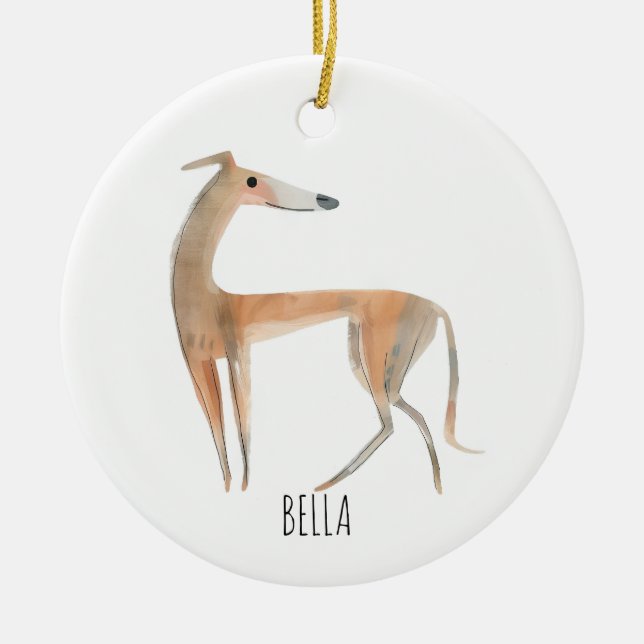 Greyhound Dog Ceramic Ornament (Front)