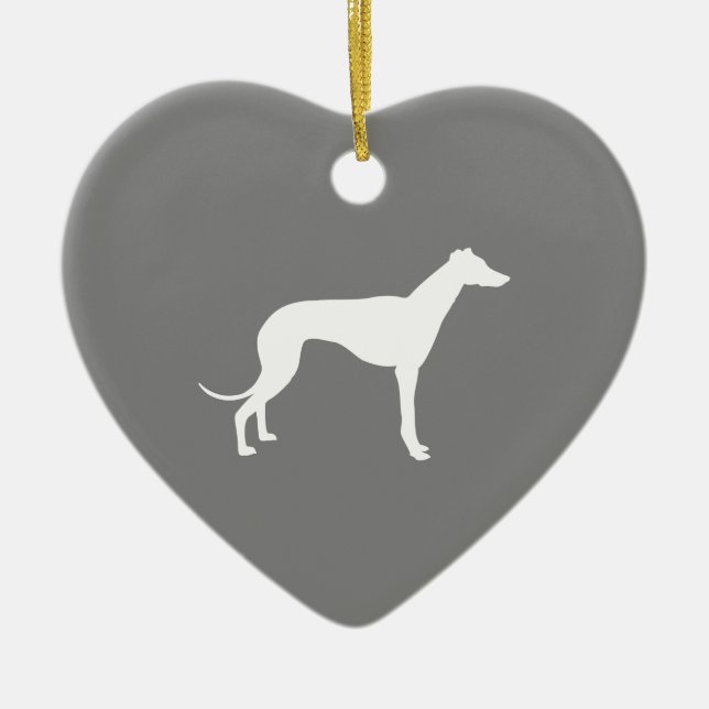 Greyhound Dog Ceramic Tree Decoration (Front)