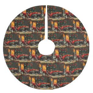 Greyhound Dog Christmas Festive Brushed Polyester Tree Skirt