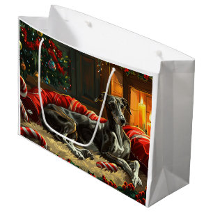 Greyhound Dog Christmas Festive Large Gift Bag